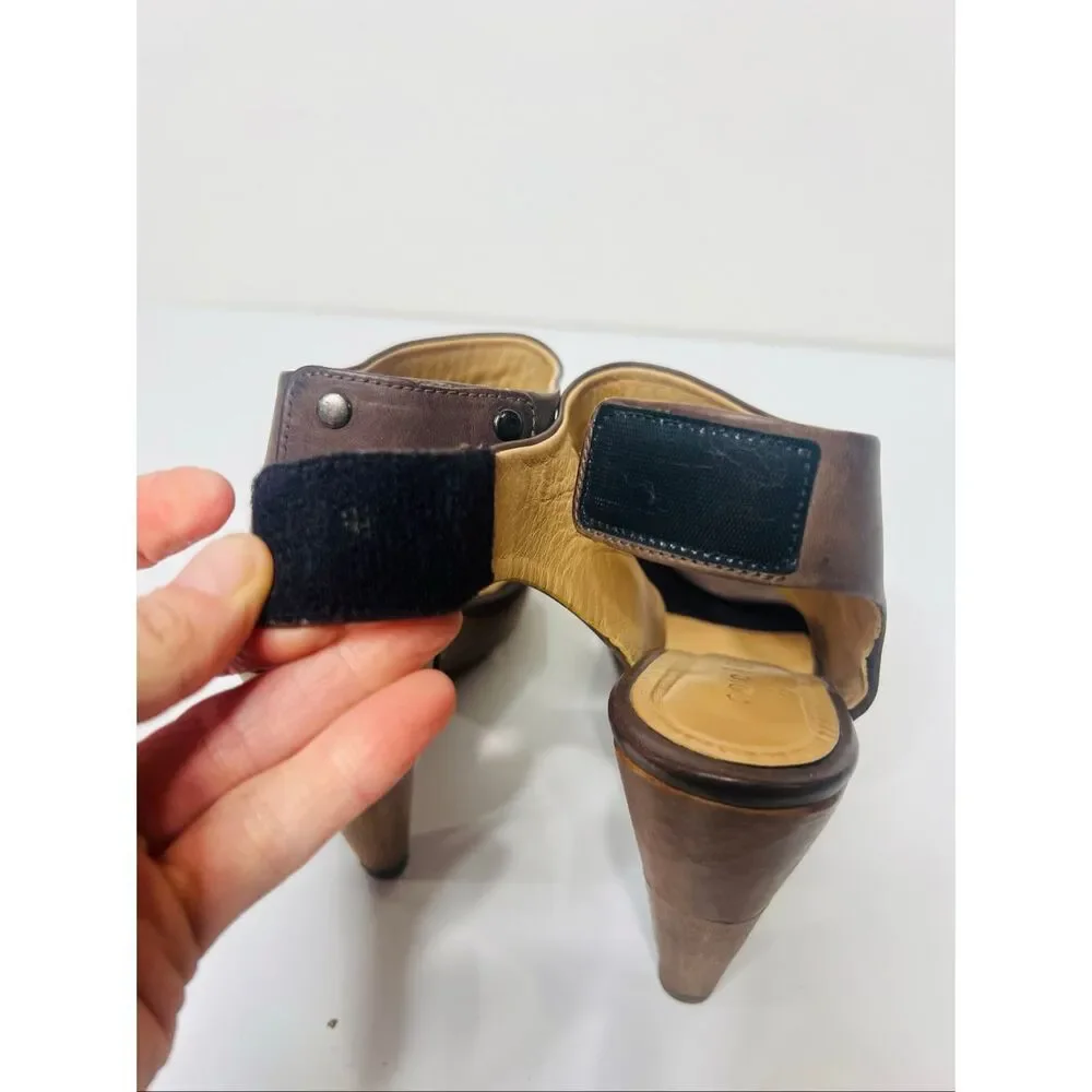 Coclico Women's LEather Limin Platform Sandal Sz 37 Heel 4.5